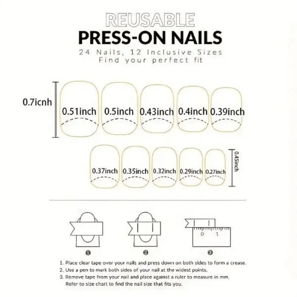 White Press-On Finger Nails - 24 Pieces